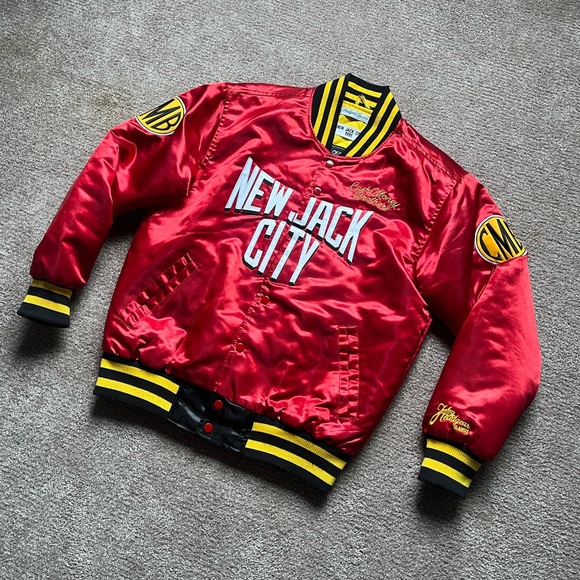 VTG 00s / Y2K New Jack City Headgear Classics Men’s Satin Bomber Jacket - Picture 3 of 9